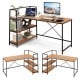 Reversible L-shaped workstation featuring a sturdy metal frame and adjustable foot pads, perfect for custom home office.